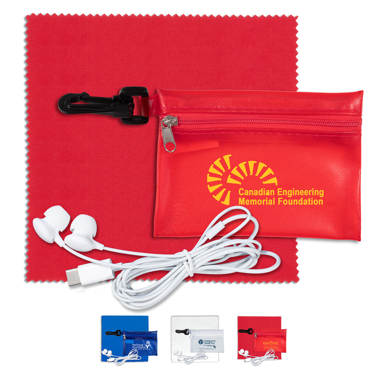 Earbud Tech Kit w/Translucent Zipper Pouch